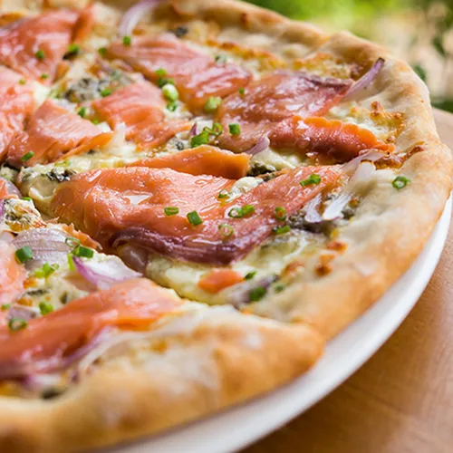 Lachs-Lauch-Pizza