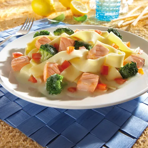 Abbildung Bandnudelpfanne mit Lachs