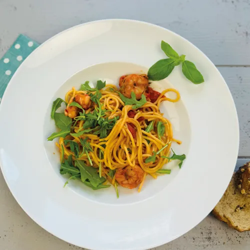 Spaghetti Aglio e Olio mit Garnelen
